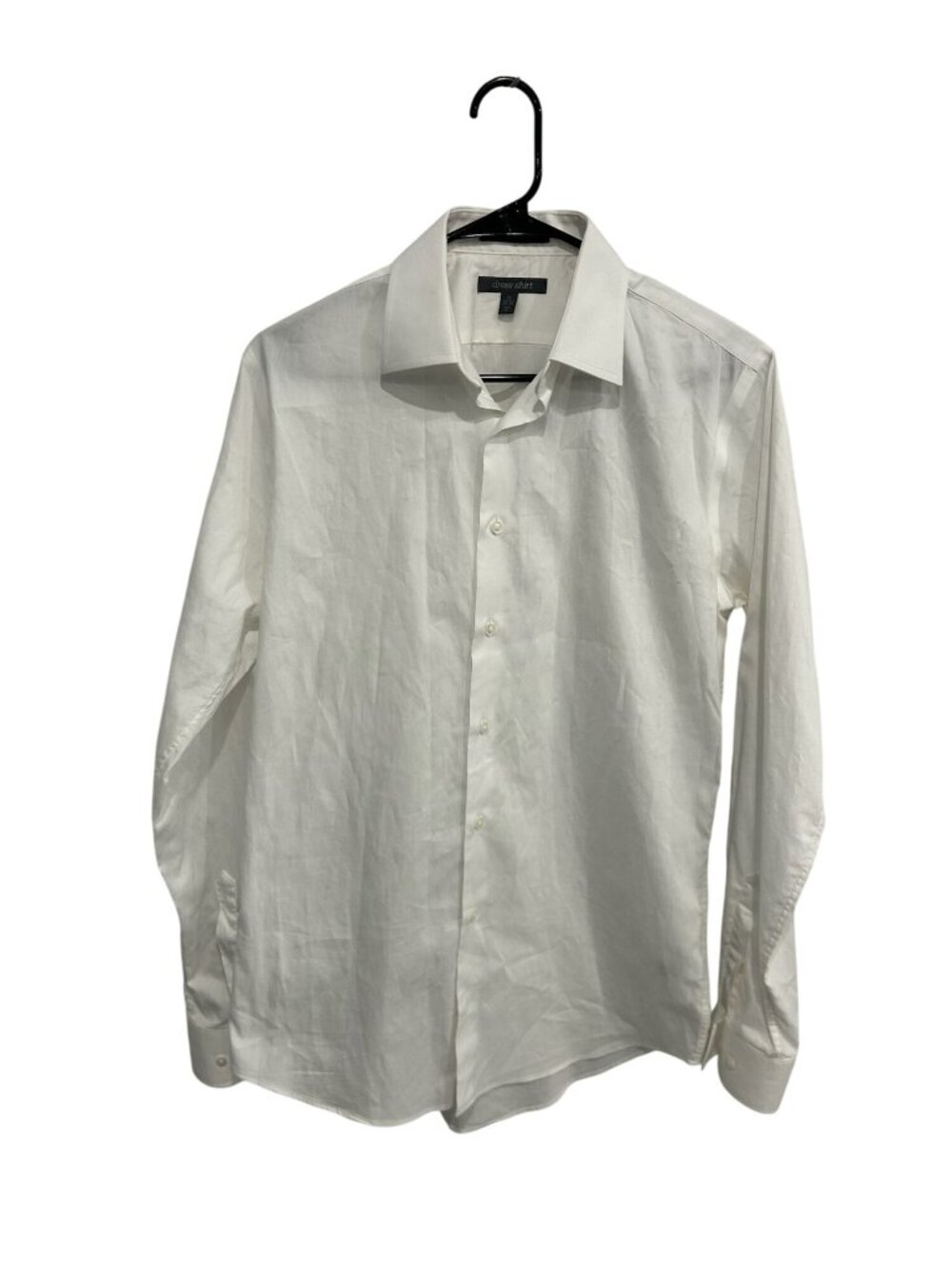 Dress Shirt 15 Mens White 100% Cotton Trim Fit Long Sleeve Minimalist Retro